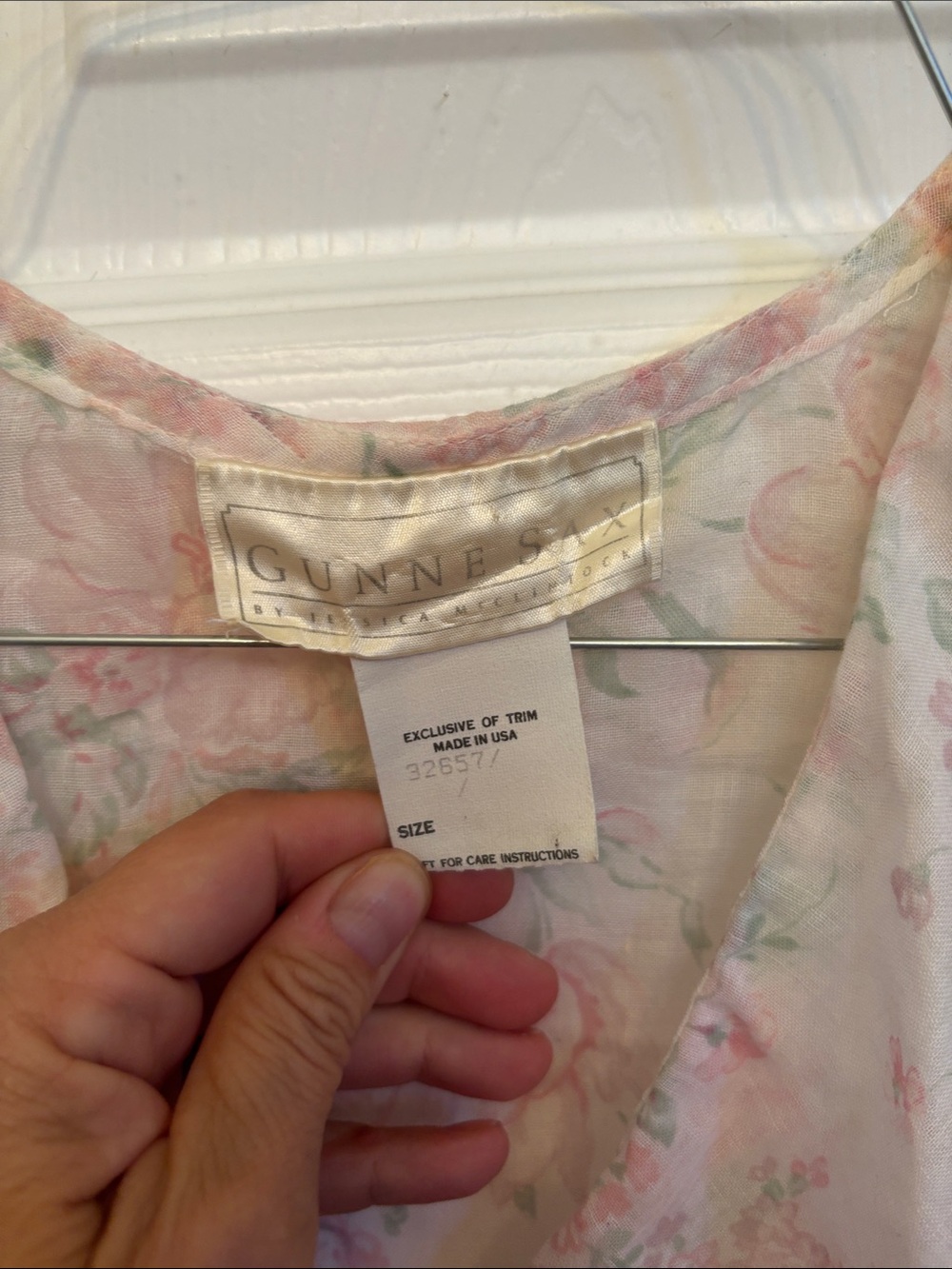 Gunne Sax Sheer Floral Blouse in Pink and White - Picture 3 of 4
